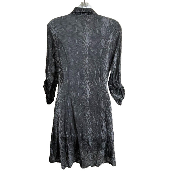 David Cline Style 4823‎ Snap Down Snake Print Shirt Dress Size Black Gray - Picture 6 of 9